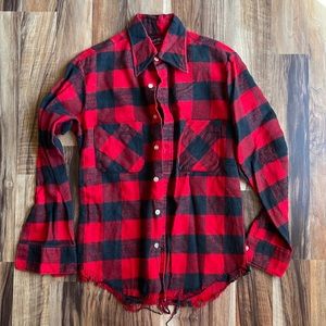 Moving Up Clothing Brand Buffalo Check Print Tattered Button Down Size M|15.5